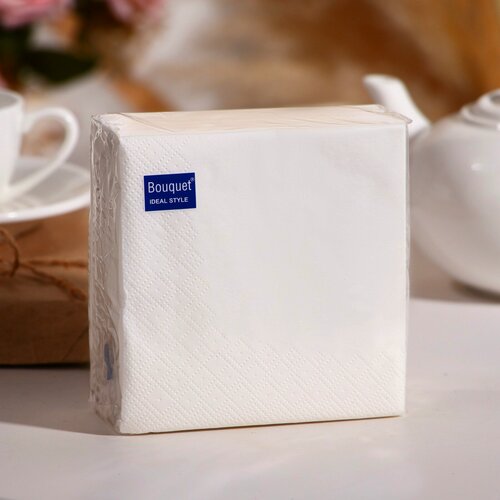 Изображение товара Салфетки бумажные Bouguet Ideal Style, 2 слоя, размер: 24х24 см, цвет: белый, 50 шт