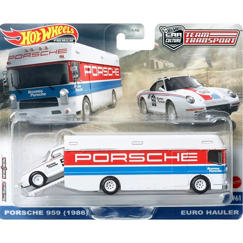 Hot Wheels 61 Porsche Игрушечная Модель Автомобиля, Металлическая, 1:64, Гоночный Транспортный Набор