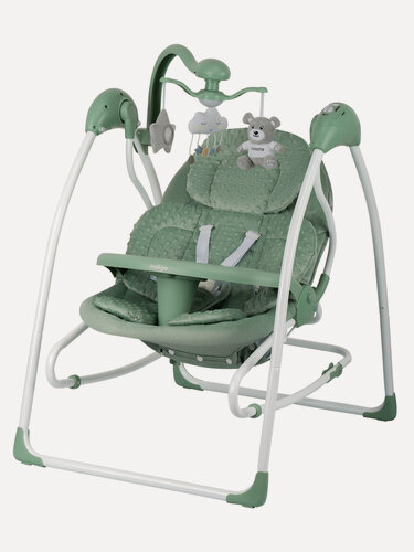 Изображение товара Электрокачели шезлонг 2 в 1 Indigo FRESH, с пультом управления, зеленый-серый