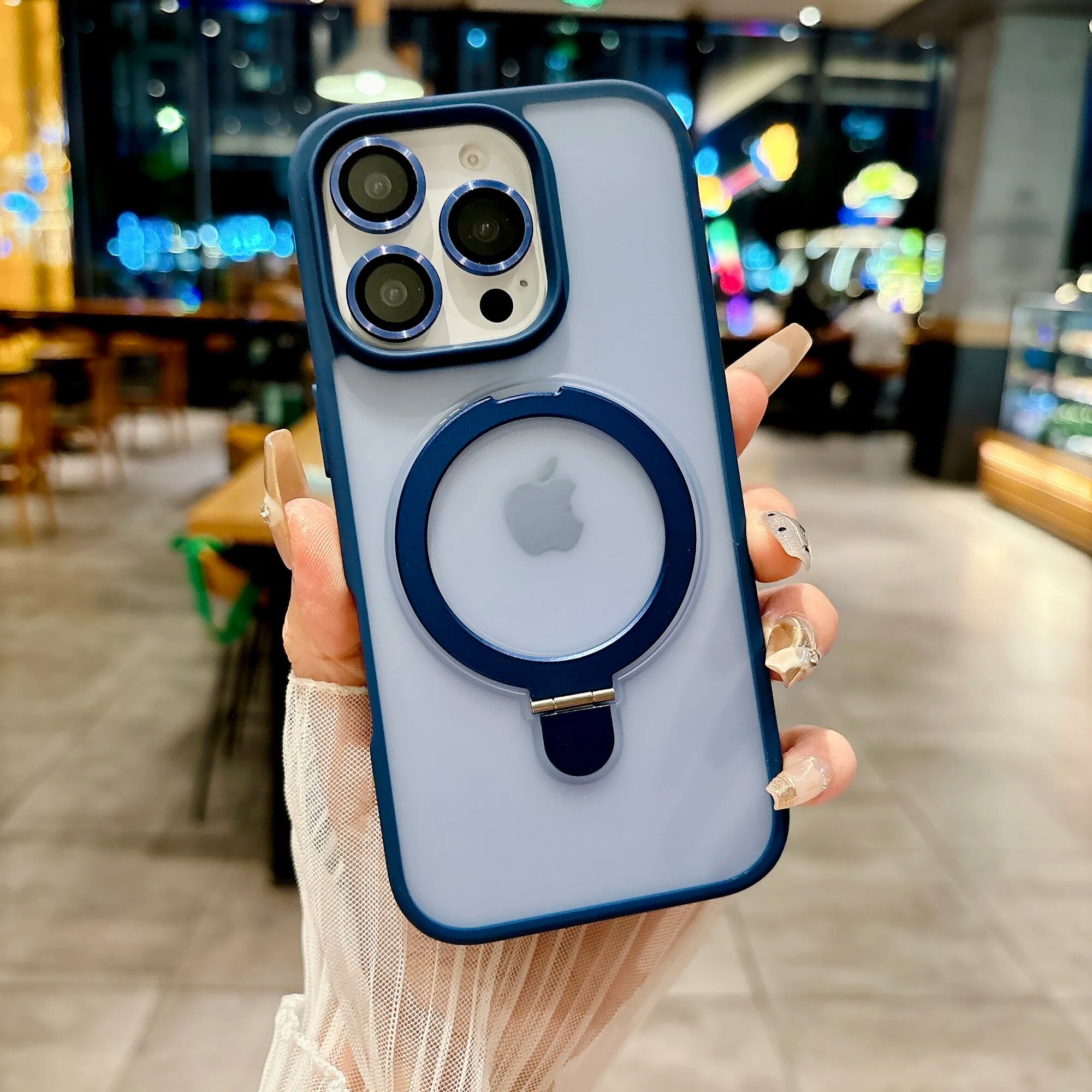 Чехол для iPhone 13 Pro, синий, магнитный, HS-R2-blue
