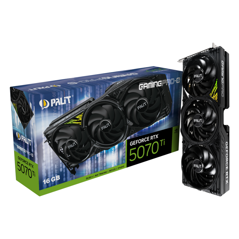 Видеокарта Palit RTX5070TI, NVIDIA GeForce RTX 5070 Ti, 16 ГБ видеопамяти, GDDR7, PCI Express 5.0 NE7507T019T2-GB2031U
