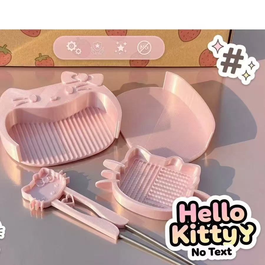 Розовый набор инструментов для бисера Pink Kitty Cat 4 шт. пинцет, ручка, доска, лоток, лоток для сортировки бисера