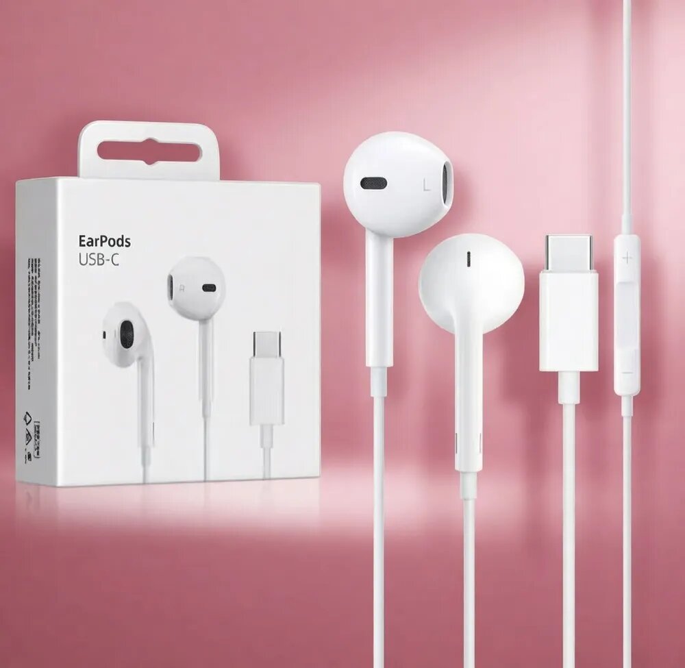Наушники проводные с микрофоном, USB Type-C, белый