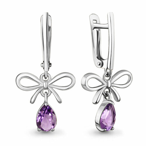 фото Серьги яхонт, серебро, 925 проба, аметист, , фиолетовый