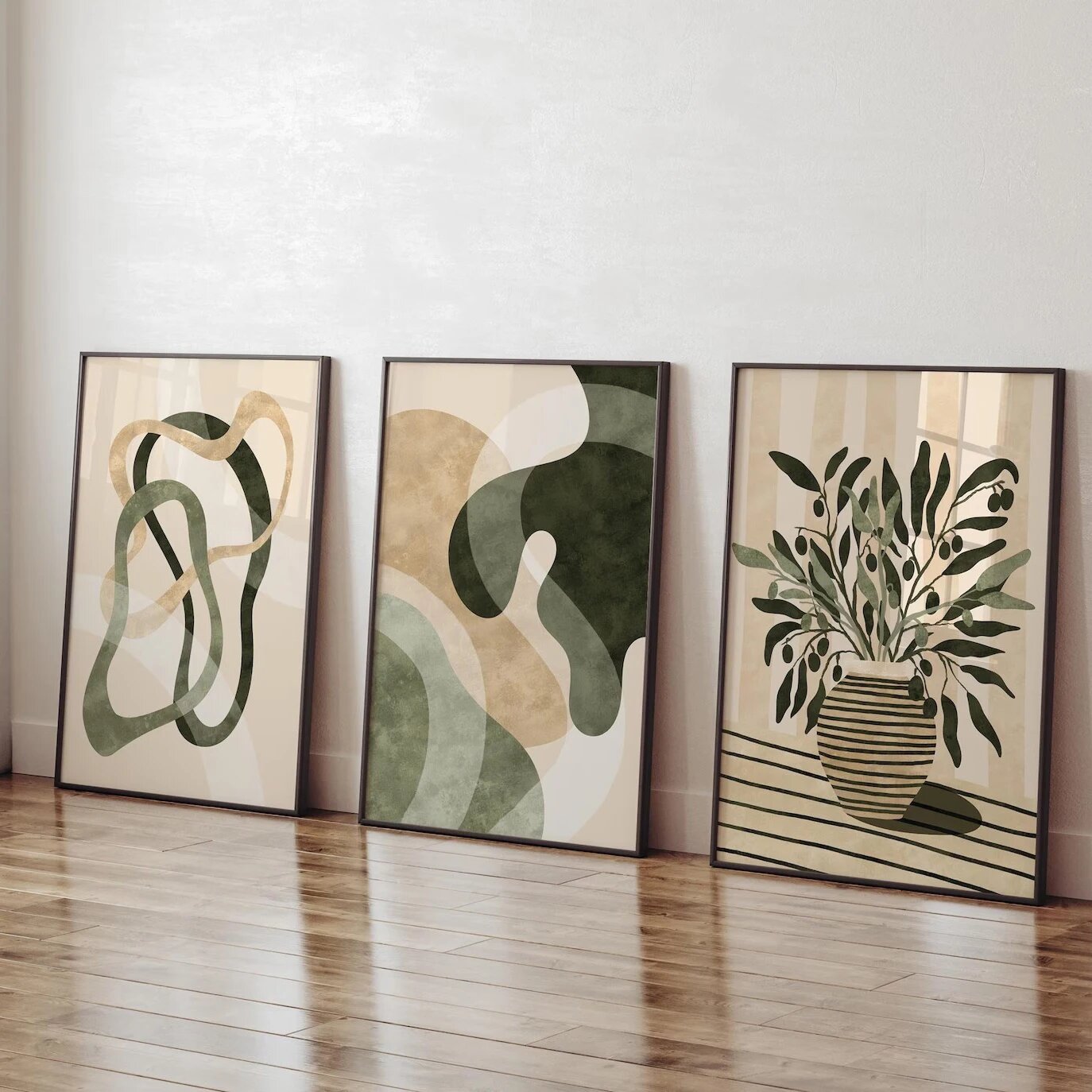 Абстрактные ботанические принты на холсте, набор из 3 штук ZLH11245-3pcs, 20x30cm Unframed