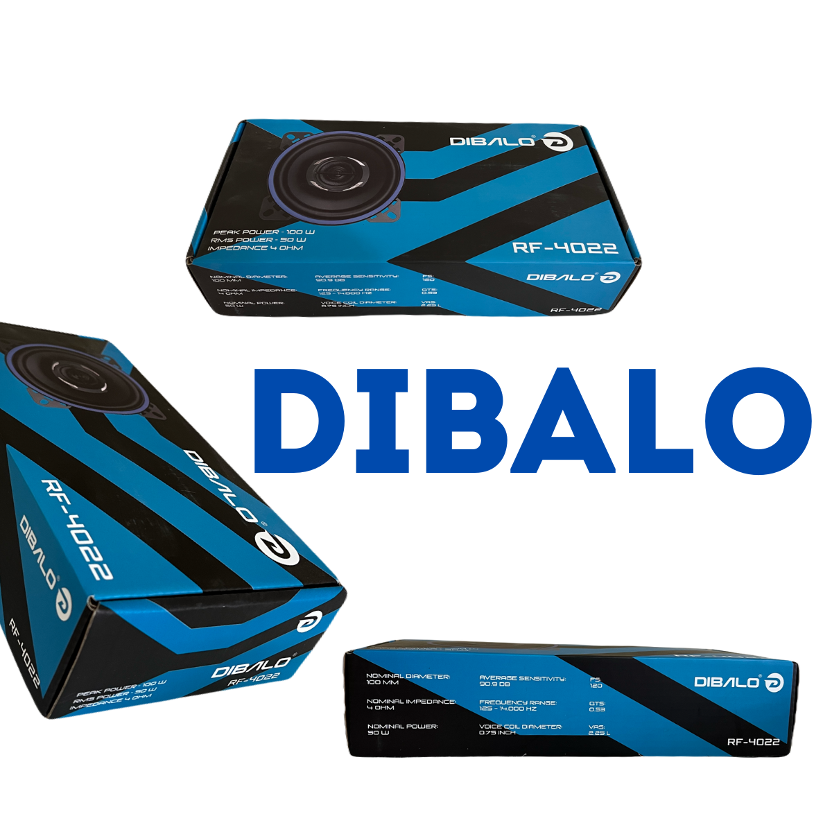 Колонки автомобильные Dibalo RF-4022 — автомобильная акустика 10 см (4"), 50 Вт RMS / 100 Вт Peak