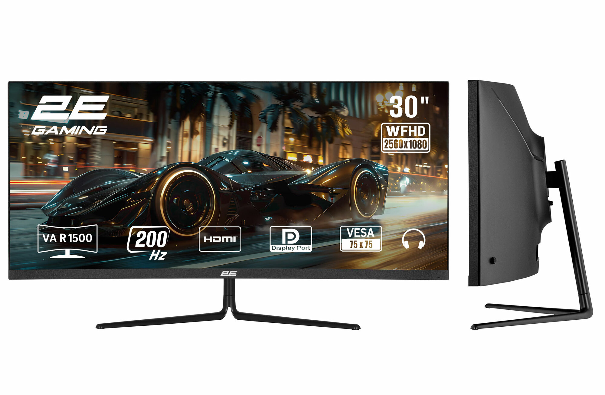 Монитор 2E GAMING 30" G3024B 2xHDMI, DP, Audio, VA, 2560x1080, 2K 21:9, 200Hz, 1ms, CURVED, FreeSync