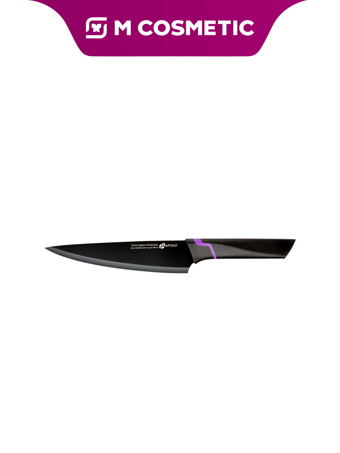 Нож кухонный Apollo Genio Vertex VRX-01, 18.5см, нержавеющая сталь, черный