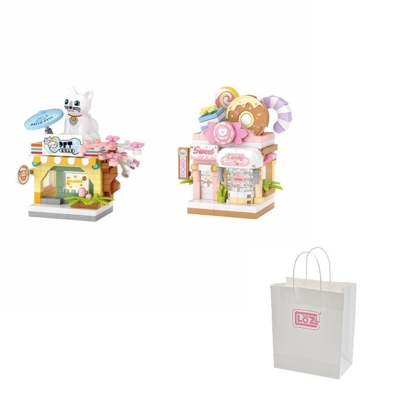 Конструктор унисекс LOZ Micro Grained Street View, Pet shop + candy store