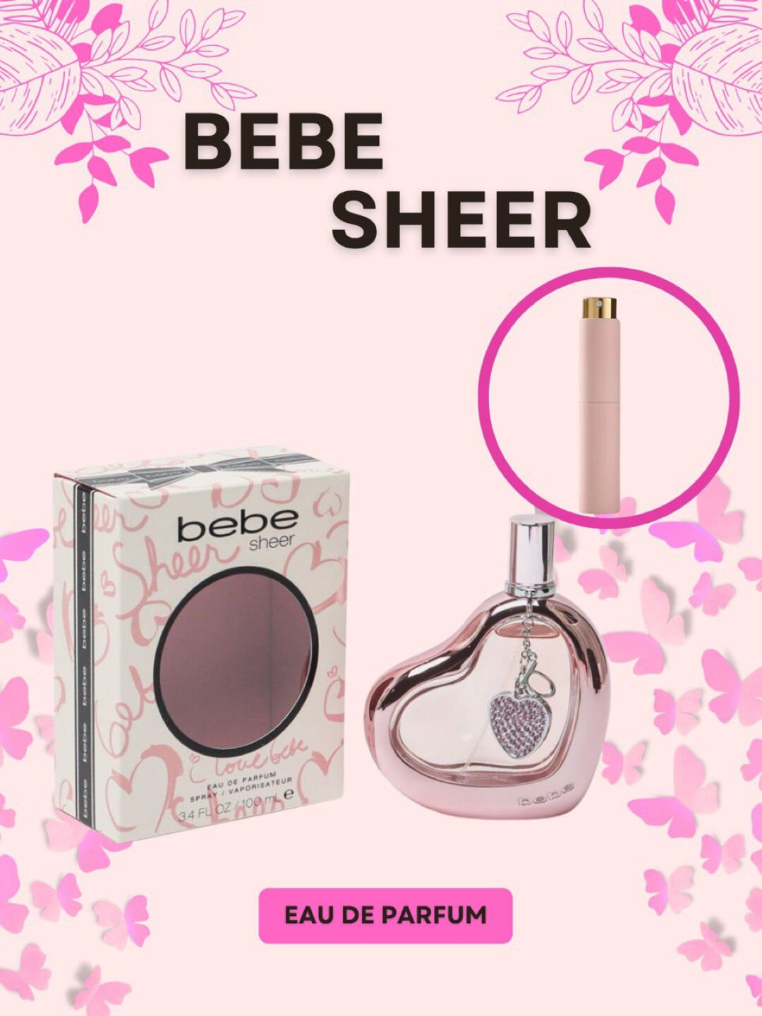 Bebe Sheer Eau de Parfum 5 мл, женский аромат, произведён в США — лёгкий и нежный
