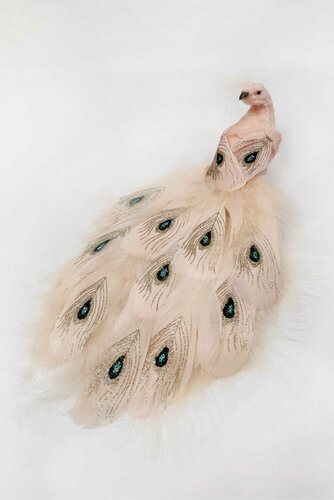 Изображение товара Декоративное украшение павлин 'пернатый принц' на клипсе, перо, сливочный, 29 см, Christmas Deluxe 13424