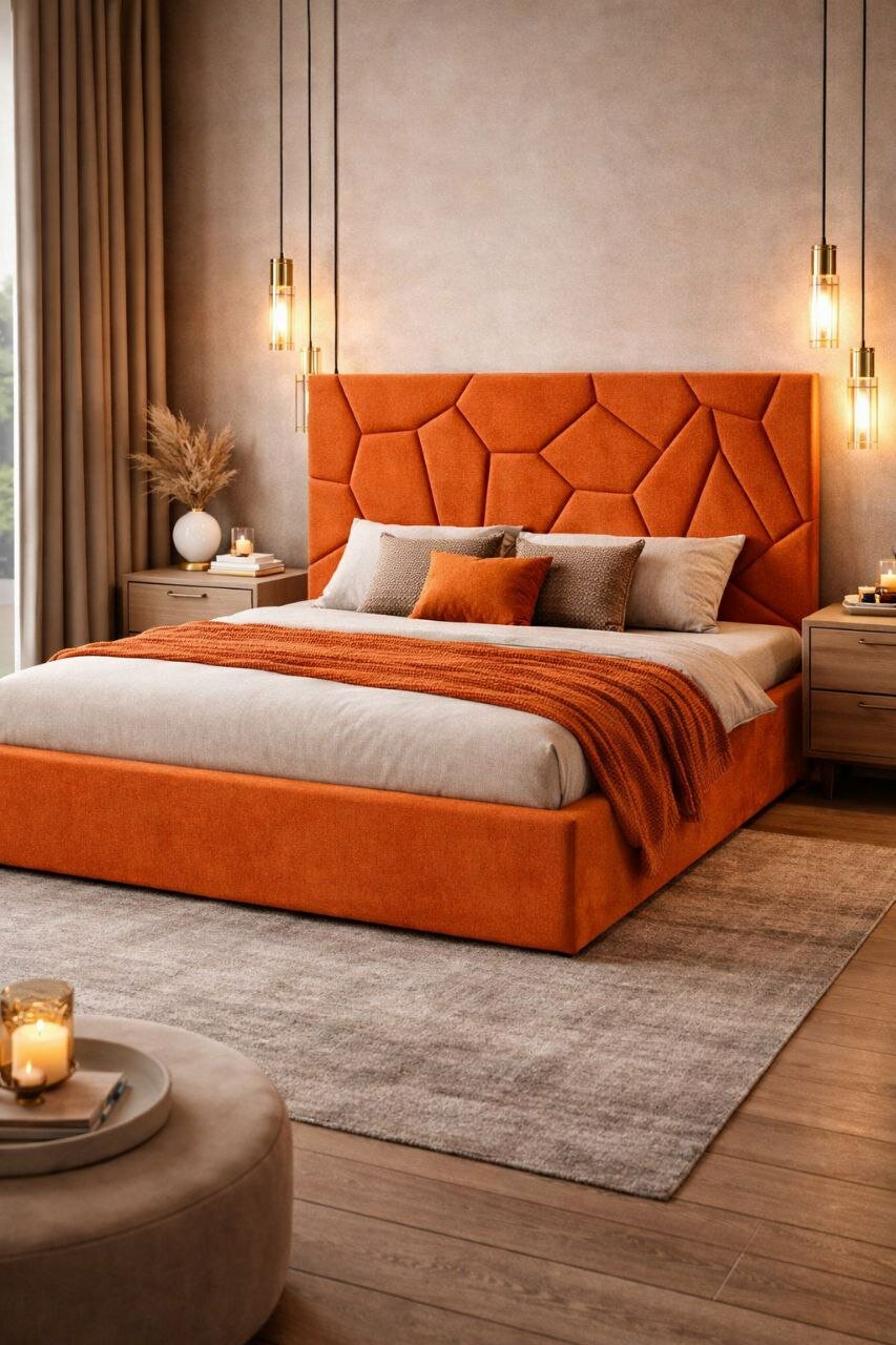 Кровать 160х200, с подъемным механизмом, мягким изголовьем и коробом для хранения. Pietra