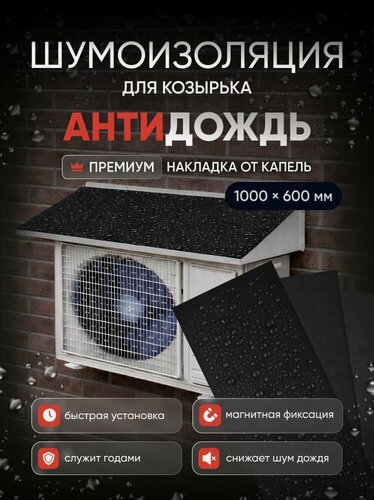 Изображение товара Шумоизоляция козырька кондиционера 600*1000 мм антидождь магнитная