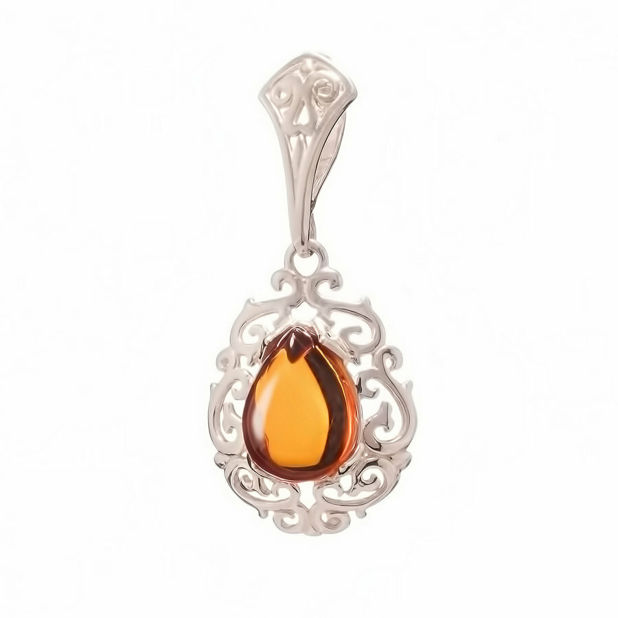 Подвеска Amberprofi, серебро, 925 проба, янтарь
