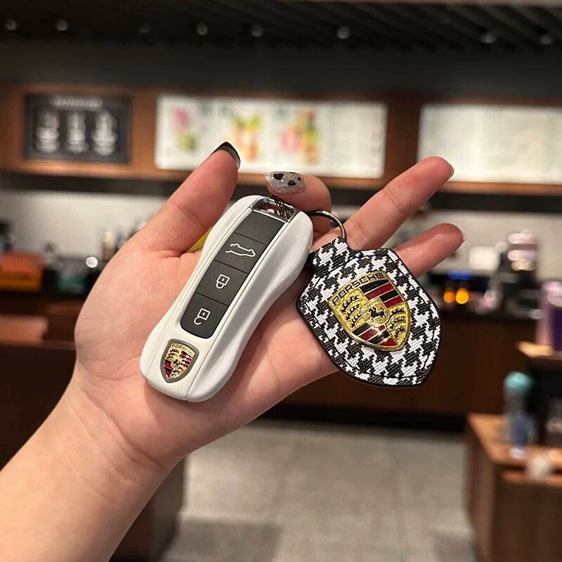 Ключевой чехол Porsche Cayenne Macan 911 Taycan с белым щитом и кашемировым щитом — одиночный чехол