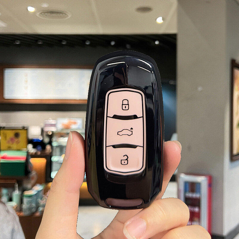 Чехол для ключей Geely A Style с черным ободом и розовым покрытием, одинарная оболочка, подходит для автомобильных