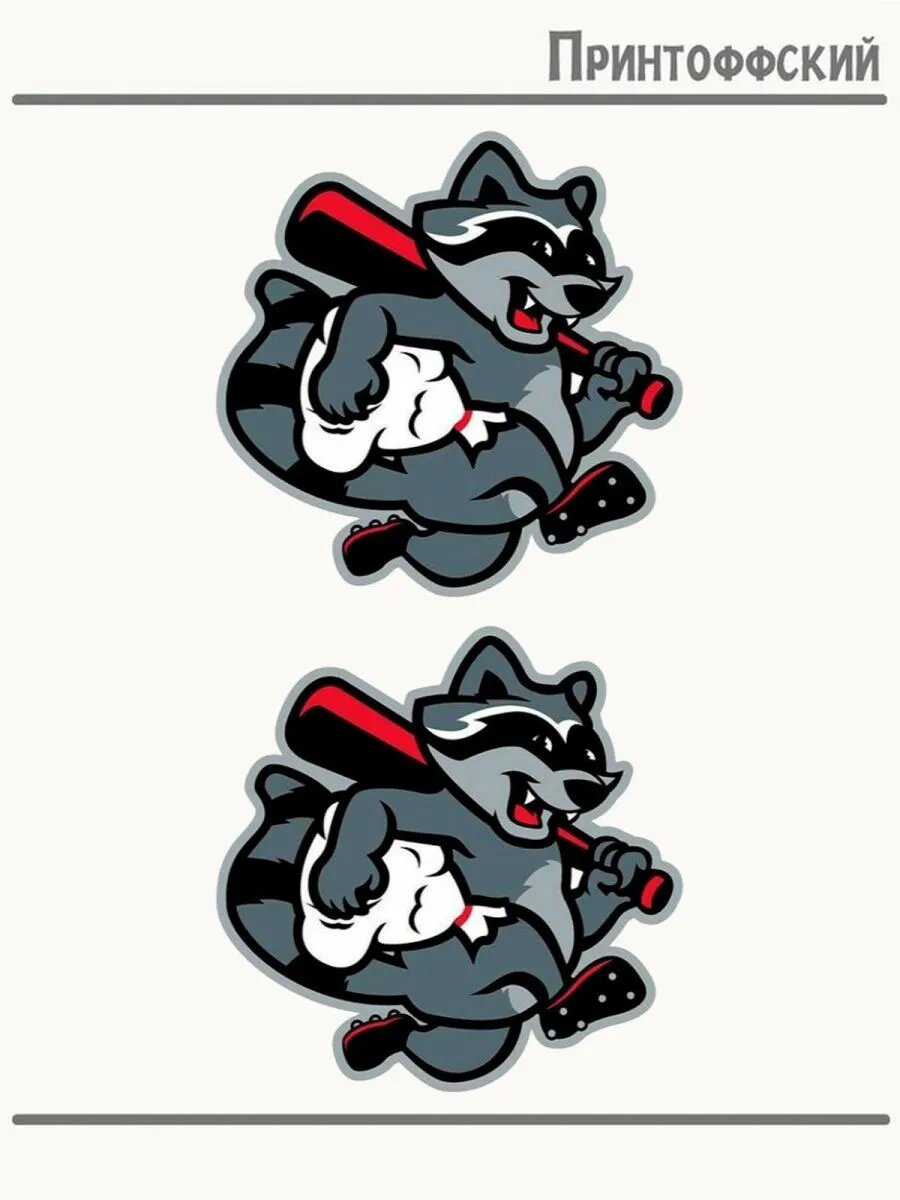 2-е (Две) Термонаклейки badger барсук с красной битой