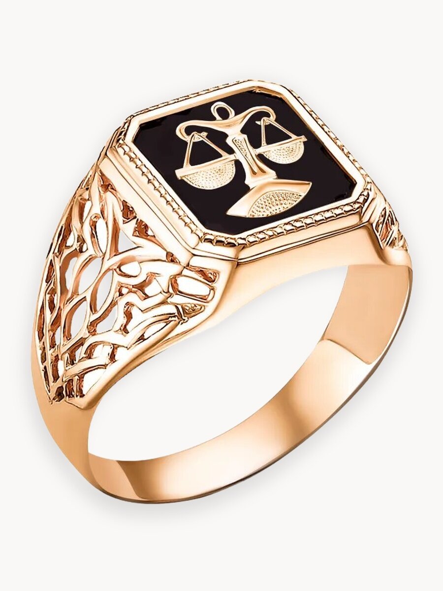 Печатка TEKA, эмаль, размер 22, золотой, черный