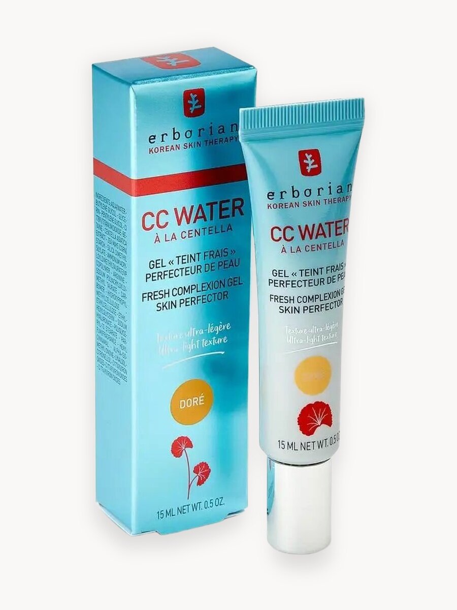 СС-крем Erborian Water, для загорелой кожи лица, увлажняющий, без парабенов, 15мл