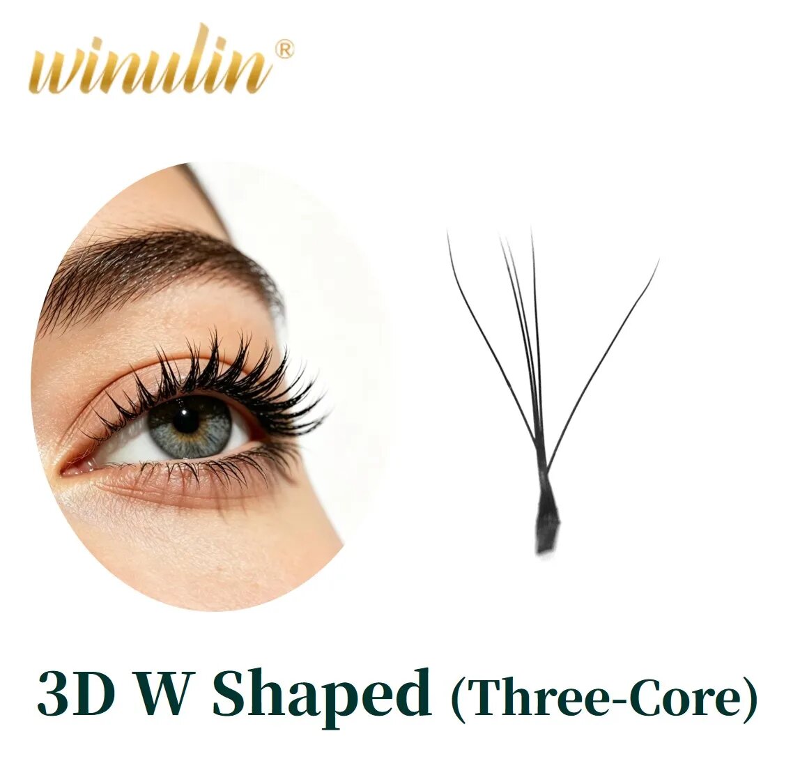Winulin 3D W-образные ресницы 0.07мм, черные D, MIX 8-15mm
