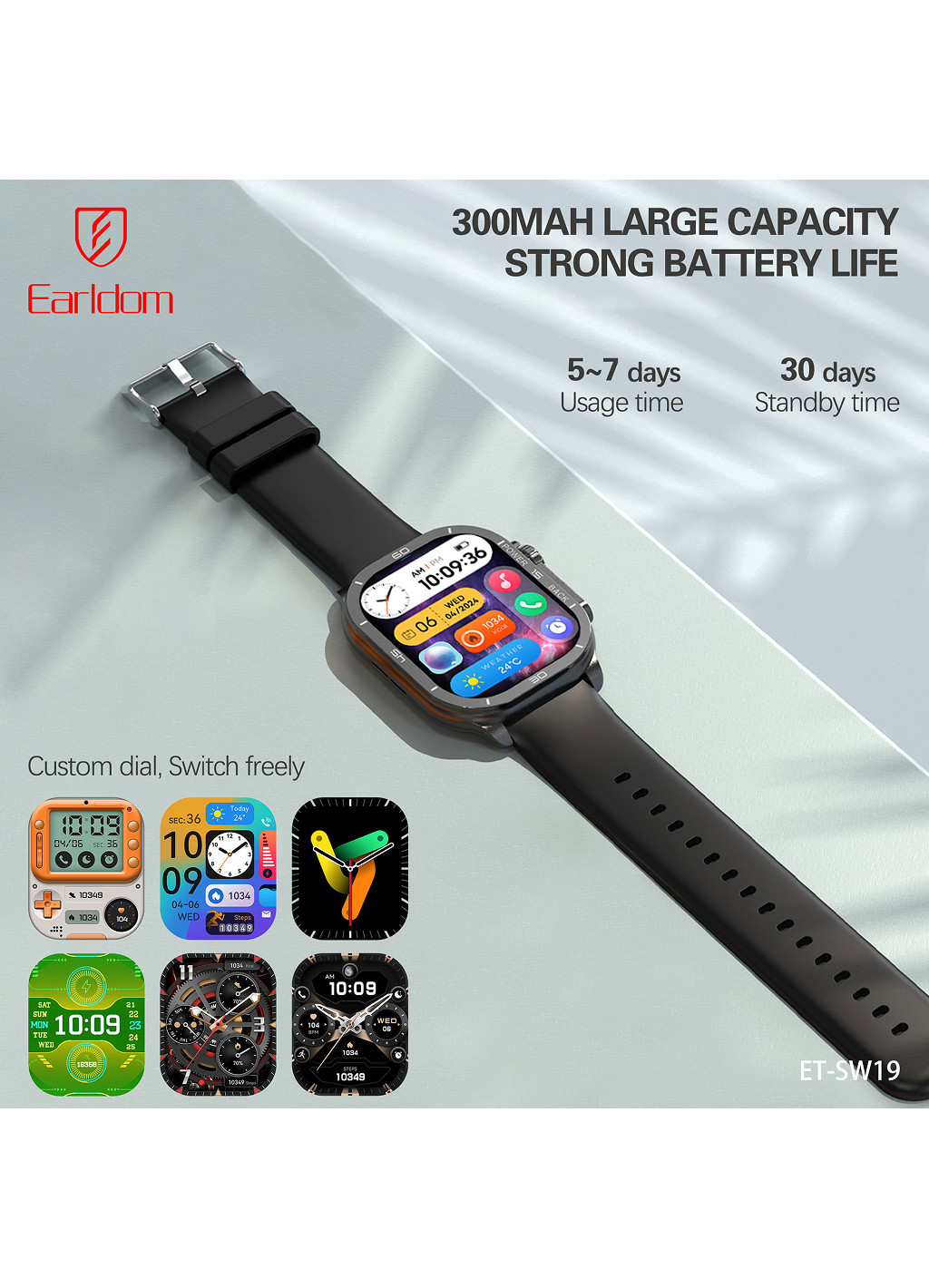 Умные часы Earldom SW19, Bluetooth, фитнес-трекер, для Android и iOS — фото 1