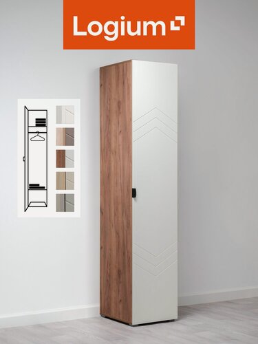 Изображение товара Шкаф пенал узкий для одежды Венеция 16.311 Дуб Крафт табачный, белая шагрень