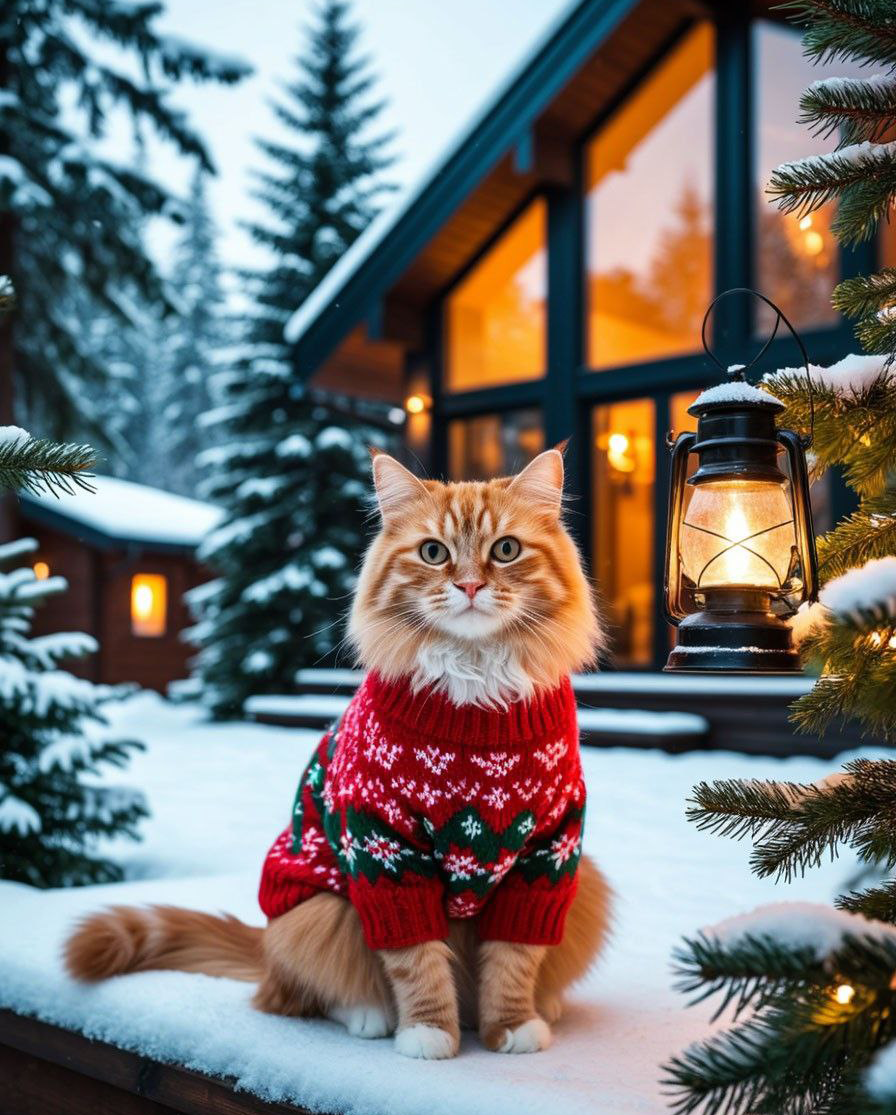 Интерьерная картина на холсте на подрамнике 40х50 Зимний котик