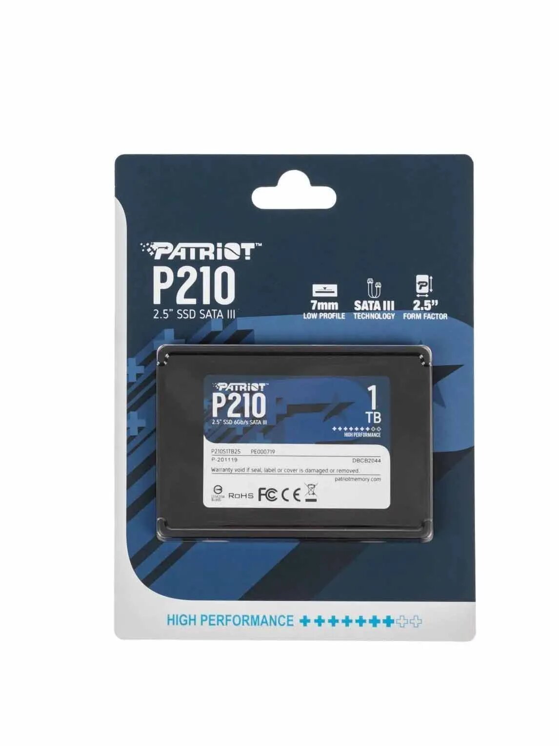Твердотельный накопитель Patriot P210S2TB25, 2TB, 2.5", SATA III, 520MB/s, 430MB/s, черный — фото 1