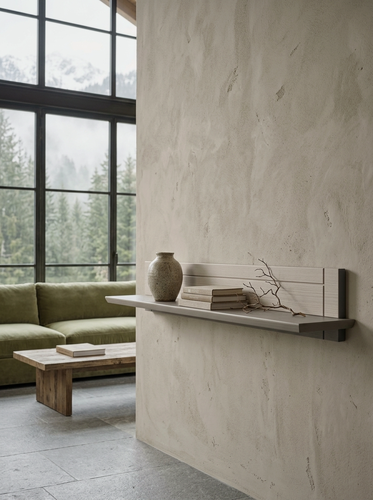 Изображение товара Полка настенная "Фламберже" натуральное дерево, массив сосны, 150х20х22 см. цвет- белый воск/антрацит