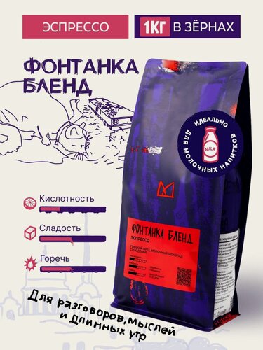 Изображение товара Кофе в зернах Фонтанка бленд 1кг (Пик Парана) эспрессо обжарка