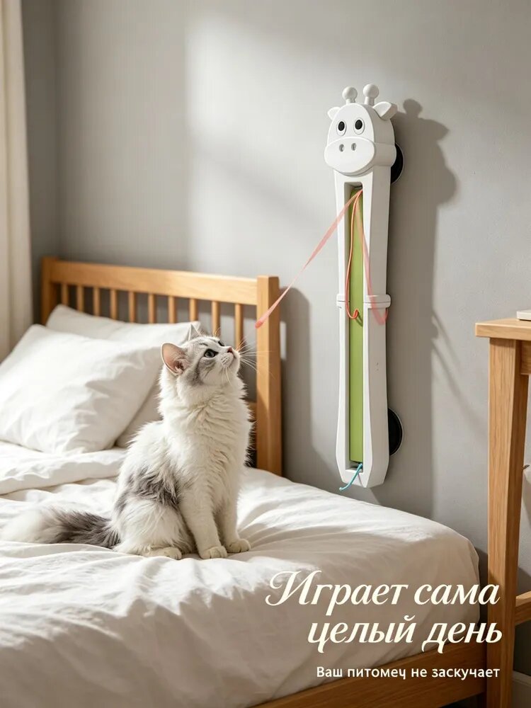 Автоматическая игрушка для кошек с подвижной верёвкой, настенная электрическая интерактивная модель, предназначена для комнатных домашних кошек, умная версияИгра на полную катушку