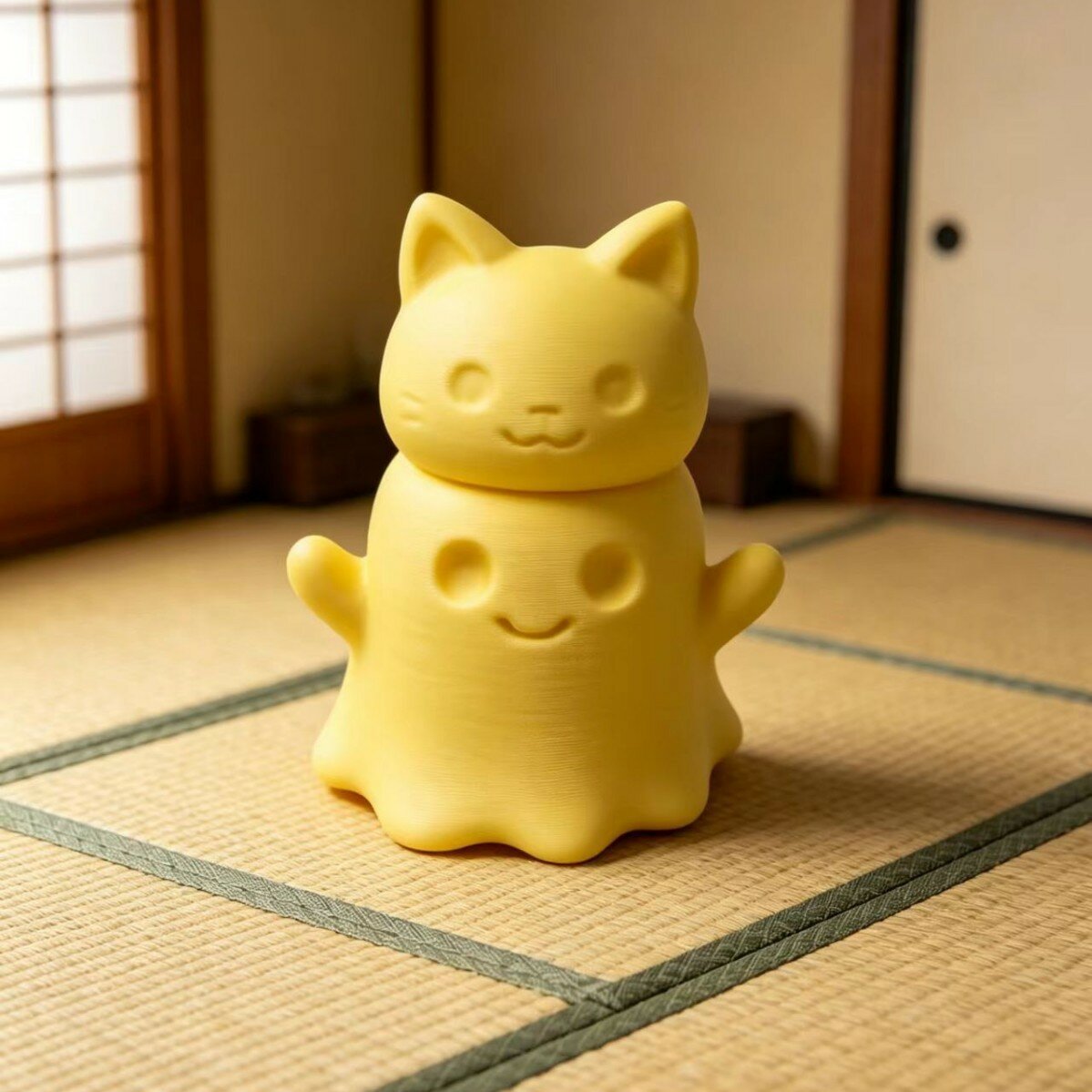 Хит продаж: 3D-печатная модель кота-призрака, креативное украшение на Хэллоуин, подарок для офисного стола.