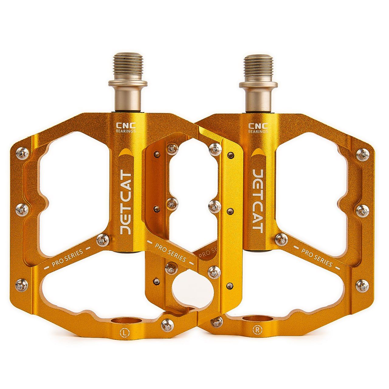 Педали велосипедные - JETCAT - PRO 115 Gold - алюминиевые на промподшипниках 3шт