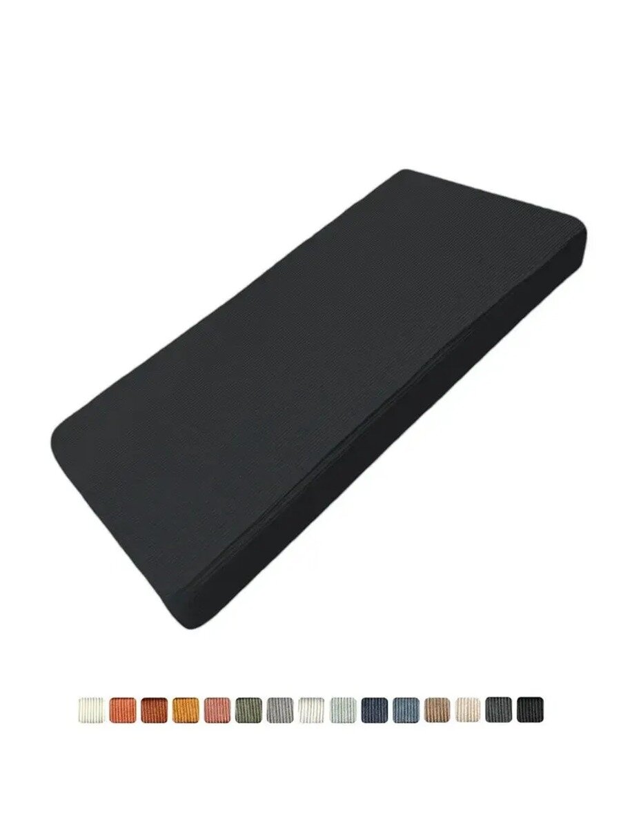 Подушка на стул 45x100 см, вельвет, черная, 1 шт, наполнитель пена Balance Foam