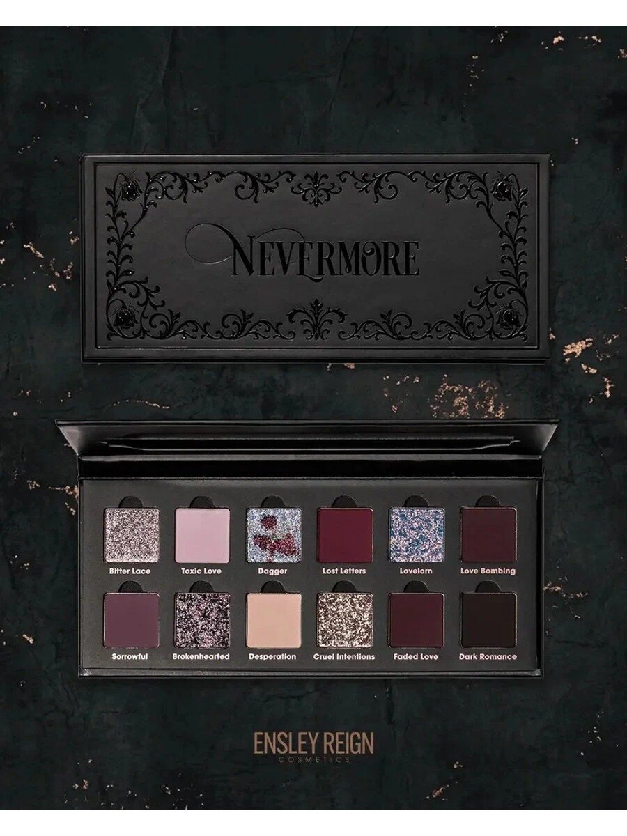 Палитра теней для век Nevermore, глянцевая, водостойкая, не тестируется на животных