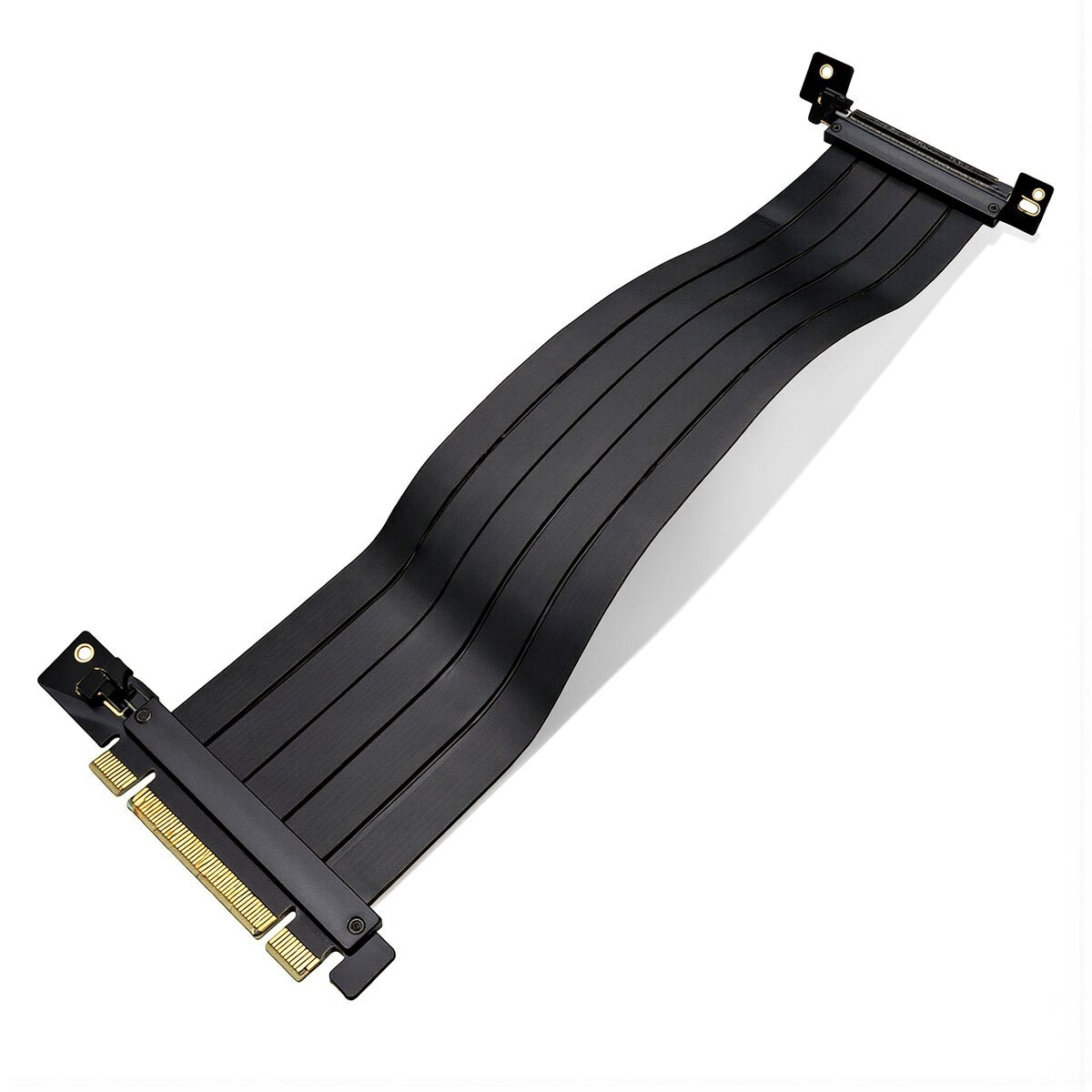Кабель-удлинитель PCI-E 4.0 X16 для видеокарты, длина 20 см, черный 90 градусов, защита от электромагнитных помех, позолоченные контакты, 20cm