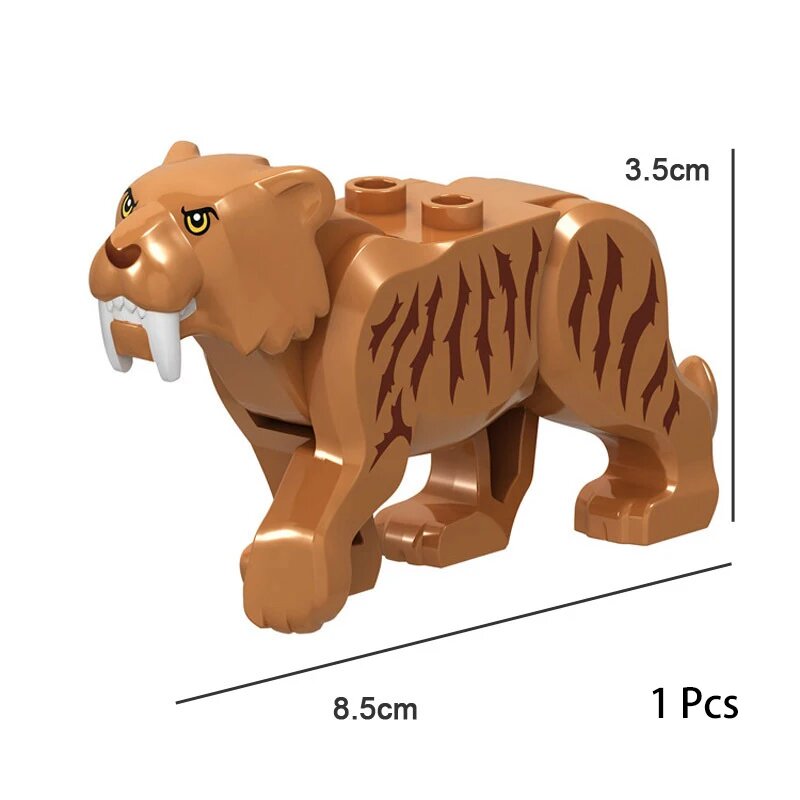 Конструктор животные джунгля MOC совместимый с LEGO Коричневый, Toothed Tiger A