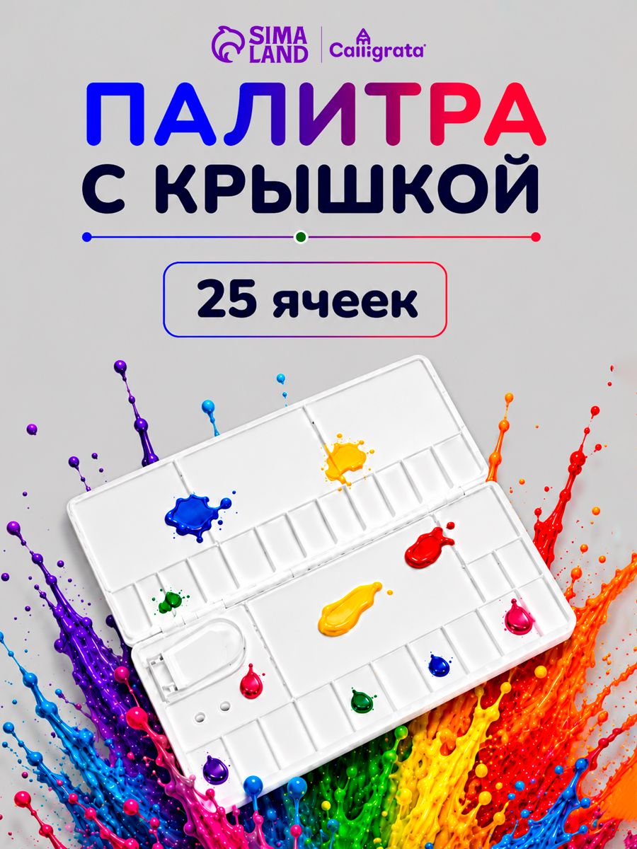 Палитра художественная для рисования в школу, с крышкой