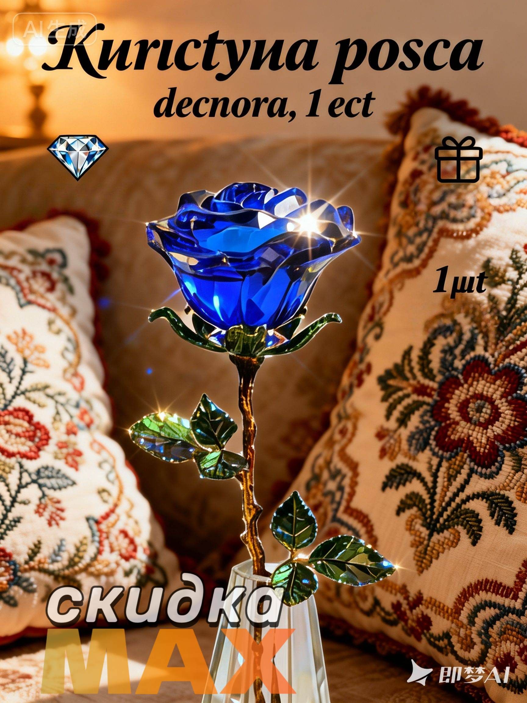 Искусственные цветы 1 шт синий, Артикул: 5273704378, Размеры, мм: 250