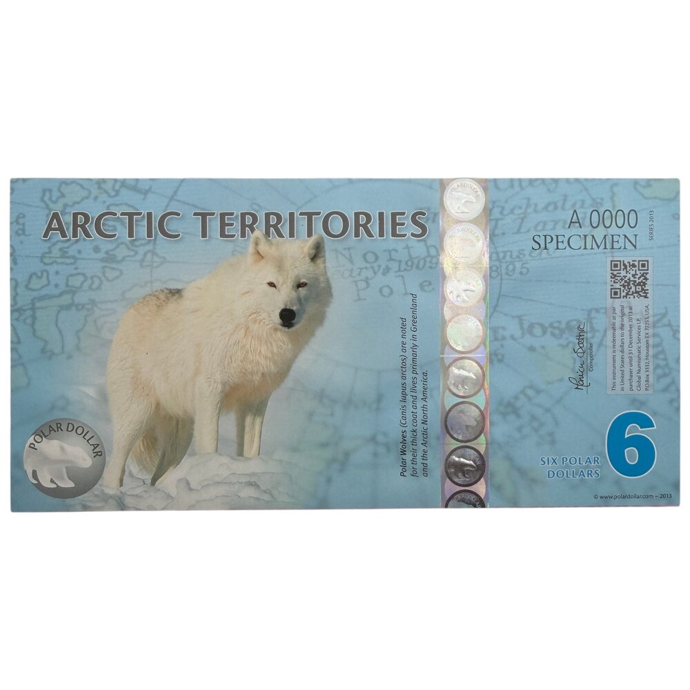 Арктические территории, сувенир 6 долларов 2013 г. Specimen (Серия A)