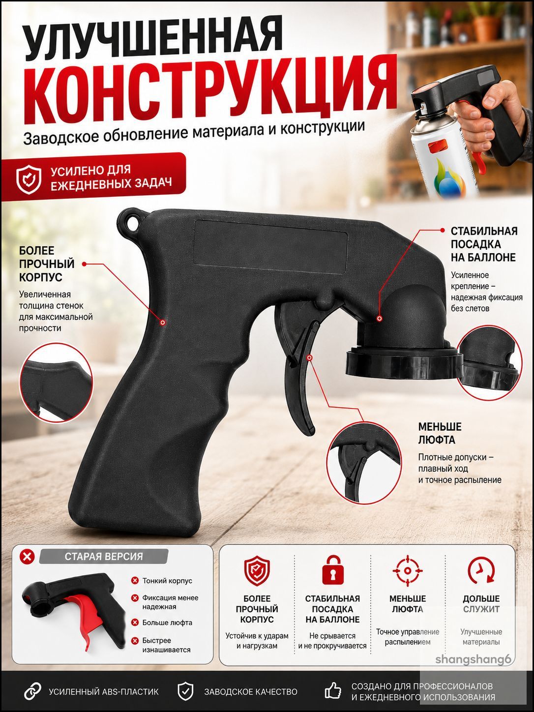 Пистолет-насадка для аэрозольных баллонов, эргономичная ручка адаптер для распыления, универсальный держатель для спрей баллонов, инструмент для авторемонта, мастерской и домашних работ