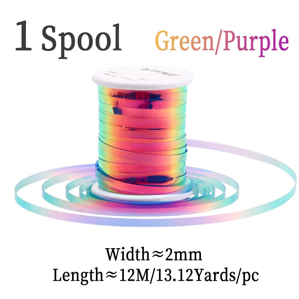 Майларовая лента 2 мм, Green/Purple, 12M
