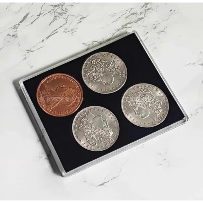 FISM HOT WILD COINS от Bean's Magic Gimmick Four Silver Coins Turn Copper Magic Tricks Maiga Magician Close Up Illusions Забавные