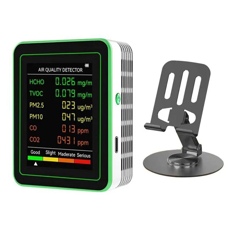 Q0(O Y G W) WiFi 6-В-1 Монитор Качества Воздуха В Помещении HCHO TVOC CO 2 PM10 Белый