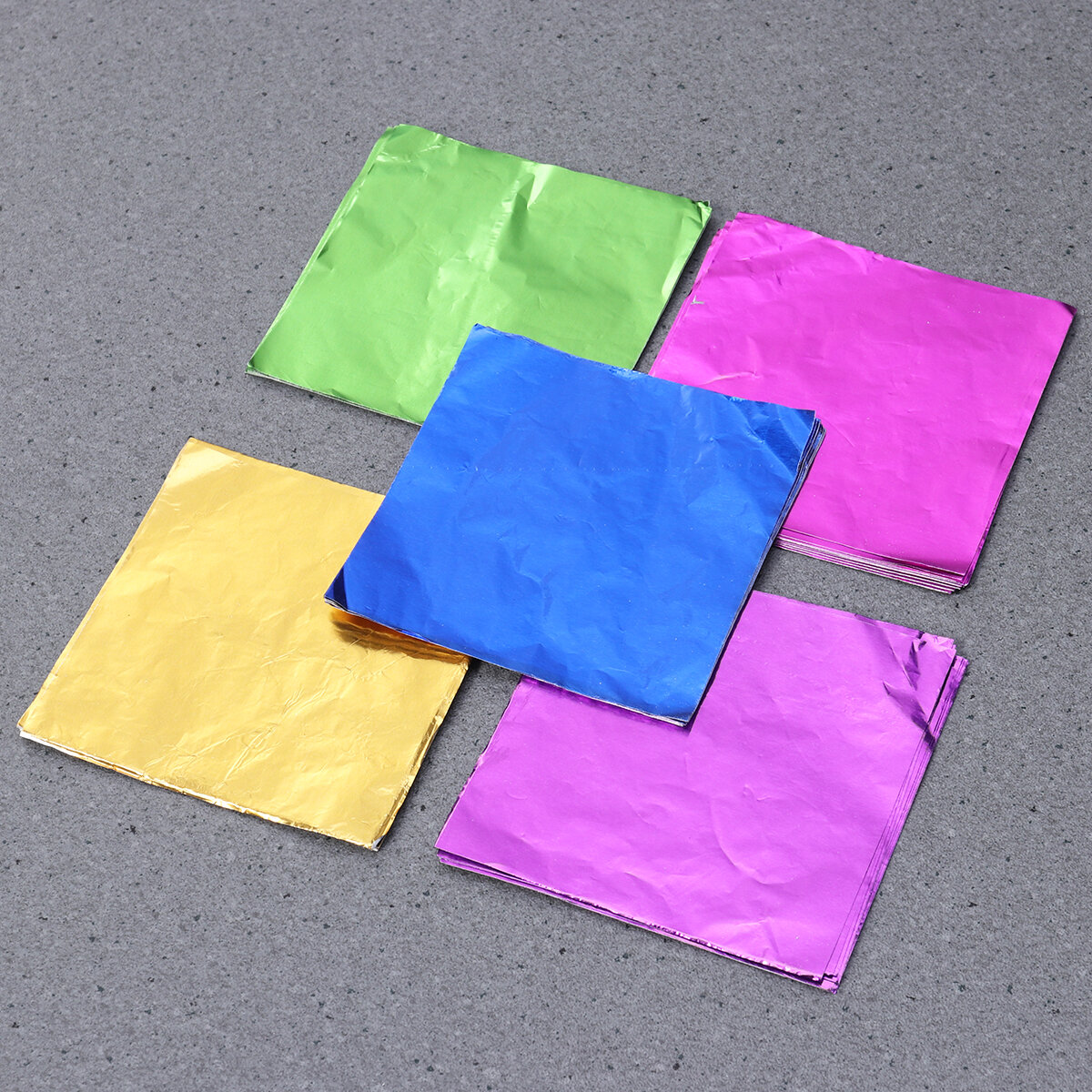 5 Упаковок Бумаги Из Алюминия Для Упаковки Конфет И Шоколада 10x10 Cm Синий Цвет
