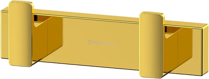 Крючок WHITECROSS Cubo CU2412GL латунный, двойной, золотой, вешалка для полотенец в ванную, на шурупах