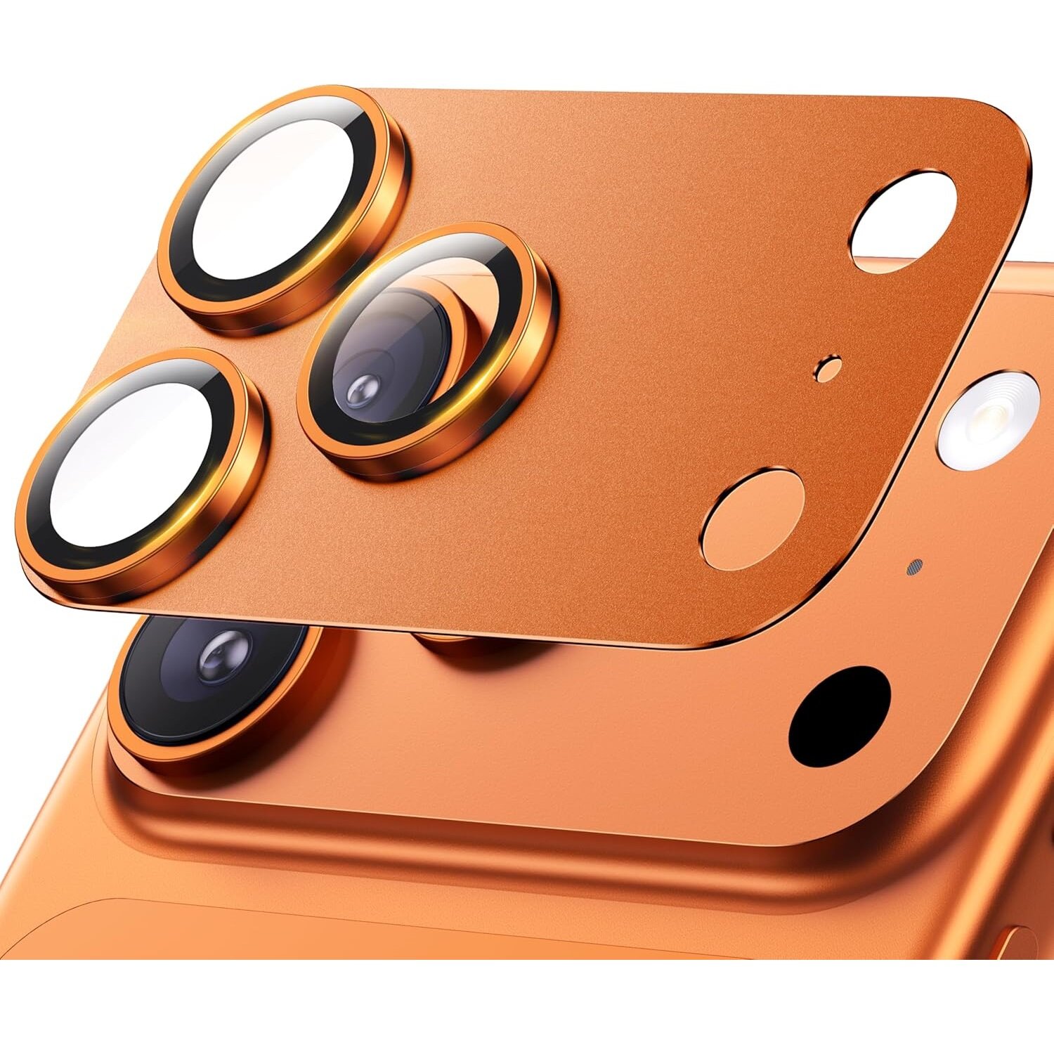 Защита камер на металлической пластине для iPhone 17 Pro Max (6,9"), Supglass SG-36 All-in-One Camera Lens, 9H, Orange