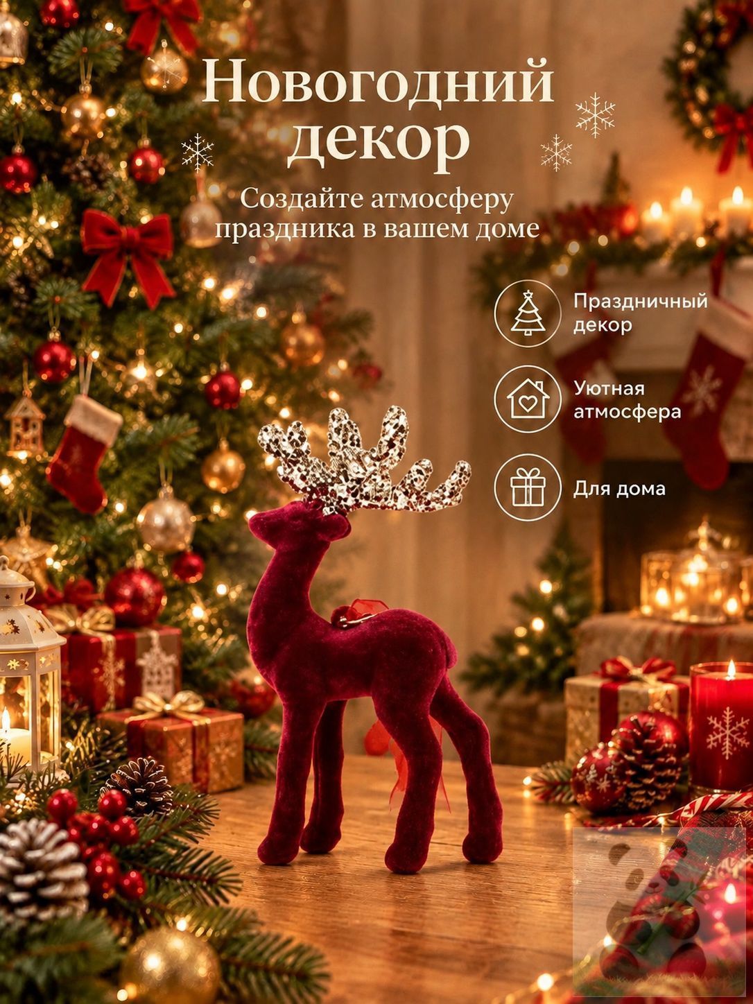 Игрушка под елку красный, высота 12.5 см, длина 13 см