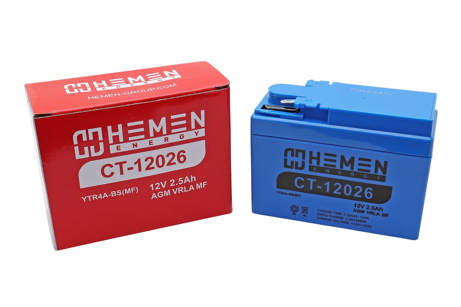 Аккумулятор 12В 2,5Ач HEMEN ENERGY CT12026 (113*49*85мм) (YTR4A-BS) (кислот, гермет.)(боков. полярн)