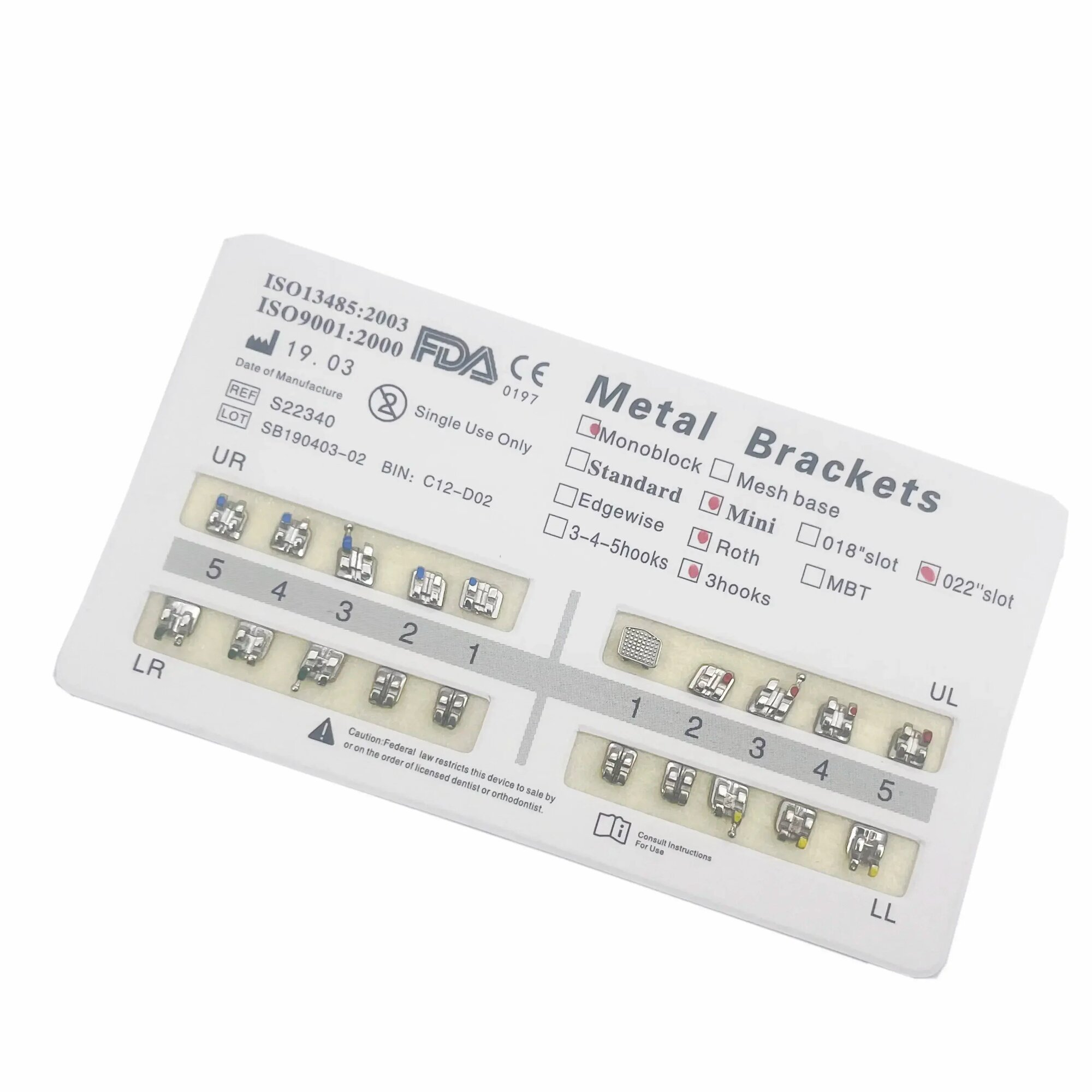 Металлические брекеты Xceldent Mini Roth-3-MK 022